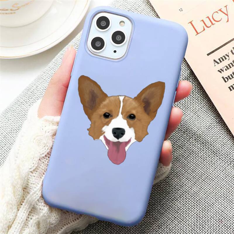 Чехол для телефона с милым щенком корги, яркий цвет, синий для iPhone 11 12 13 pro XS MAX 8 7 6 6S Plus X 5S SE 2020 XR