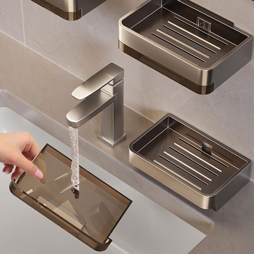 Мыльница из алюминиевого сплава для ванной комнаты с настенным сливом для воды, мыльница для ванной комнаты, аксессуары для ванной комнаты