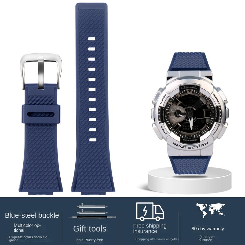 Для Casio G-SHOCK GA110 GM110 GM-110GB Силиконовый Маленький Стальной Пушечный ремешок для часов Красно-синий Цветовой Блок Оранжевая Смола Ремешок для часов