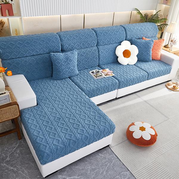 Ginkgo Leaf Pattern Velvet Sofa Seat Cover Cushion Cover Thick Jacquard Solid Soft Stretch Sofa Slipcovers Funiture Protector