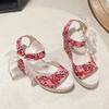 Fashion 2025 Casual Comfortable Sandals Women Dressy Summer Women'S Wedge Fish Mouth Hollow Sandals Flower Bow Print Sandals for Women