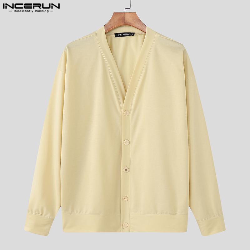 INCERUN Мужской кардиган кимоно оверсайз с рукавами «летучая мышь», на пуговицах, повседневный