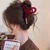 2024 Christmas Red Velvet Large Claw Hair Clip – High-End Shark Clip for Women