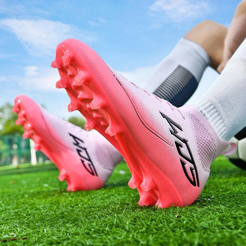 New Men Soccer Shoes Training Sneakers Long Spikes Cleats Match Futsal Breathable Drop Shipping Football Boots Ultralight Indoor