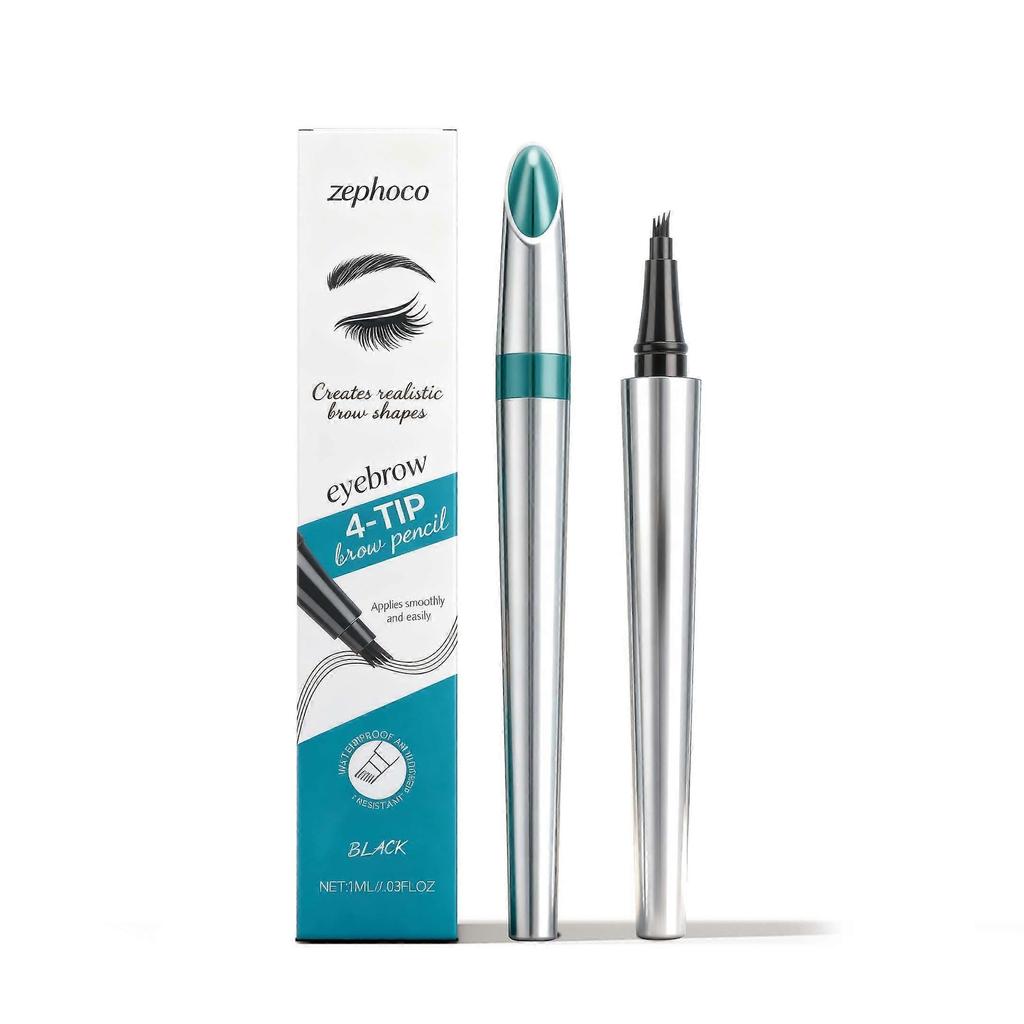Anti-Glare Four-Fork Eyebrow Pencil For Daily Modification Of Wild Eyebrows Black Long-Lasting Water Resistance And Eyebrow Color Enhancement