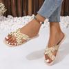 Summer Flip Flops Woman Rivets Women Transparente Sandals Bow Knot Flat Slippers Girls Studded Beach Slides Jelly Shoes 35-41