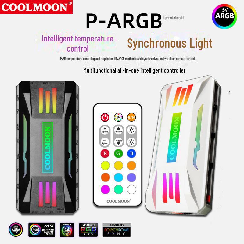 Контроллер вентилятора ARGB Sync 5 В 3-контактный с ШИМ-регулировкой температуры и беспроводным пультом дистанционного управления