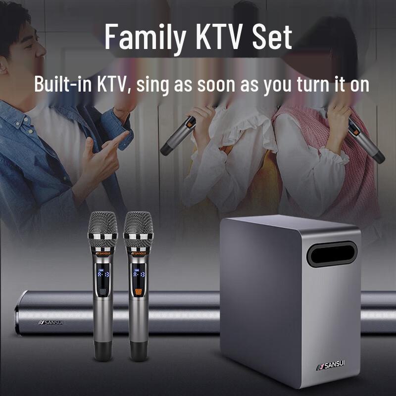 SANSUI DV-93B Домашняя звуковая панель KTV с сабвуфером и микрофоном, штекер CN (адаптер в комплекте) (Китайская версия)