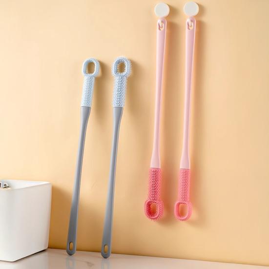 2 шт. Щетка для чистки пальцев ног Силиконовая мочалка для ног с ручкой длиной 15,7 дюйма Мягкая чистящая щетка для душа Инструмент для ухода за ногами для пожилых людей Мужчин Женщин