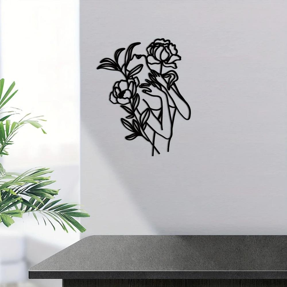 Flower Woman Metal Wall Art - Abstract Floral Design, Modern Wall Décor, Stylish Metal Wall Hanging for Elegant Home Decoration