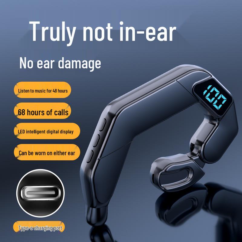 Bluetooth-наушники V19: Новая модель с цифровым дисплеем, односторонний зажим-клипса, не внутриканальная конструкция для спорта и бизнеса.