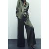 Spring NEW Set Casual Silk Satin Texture Shirts 9929235 Silk Satin Texture Wide Leg Pants 9929231