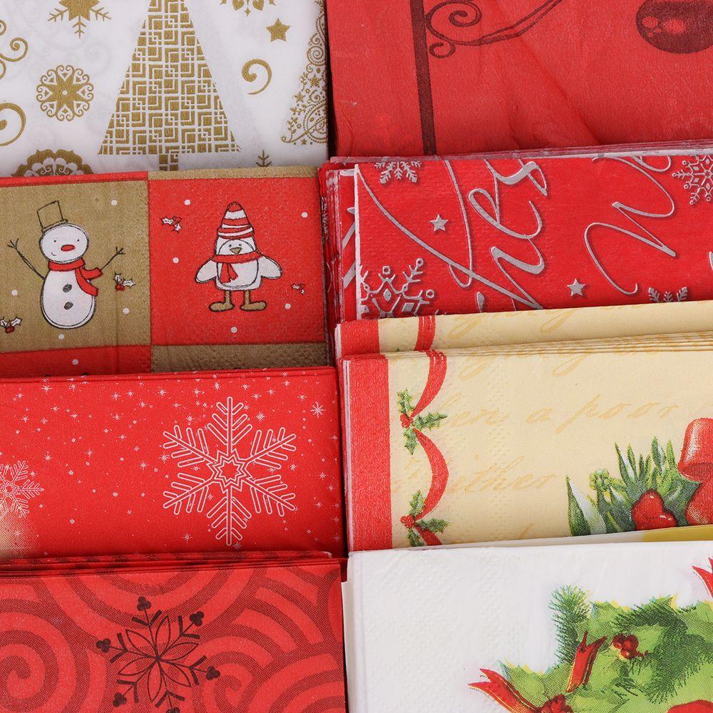 20pcs Party Supply Santa Claus Cute Christmas Decoration Towel Serviette Printing Paper Napkin