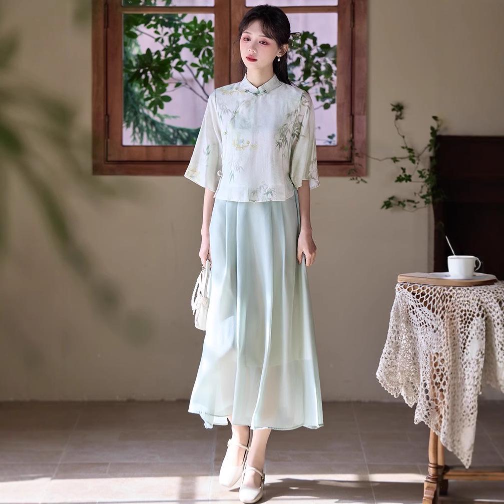 Китайский ретро дзен стиль костюм тан ципао топ с элементами ханьфу для женщин