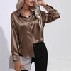 Spring Autumn Satin Blouse Imitation Silk Long Sleeve Shirt for Women's Plus Size Loose Tops