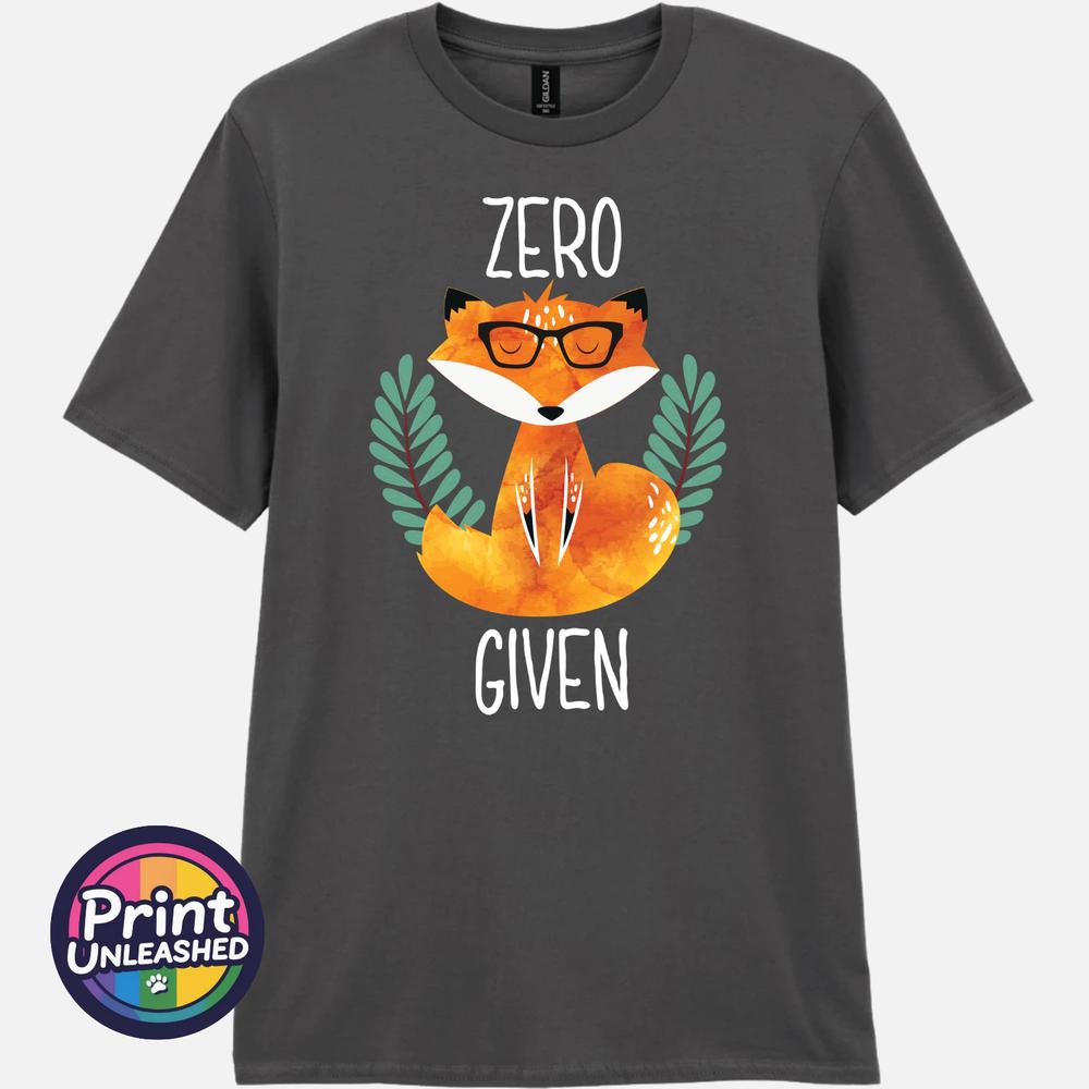 Zero Fox Given Graphic Tee Funny Printed Slogan TShirt Zen Fox Print Fun Gift