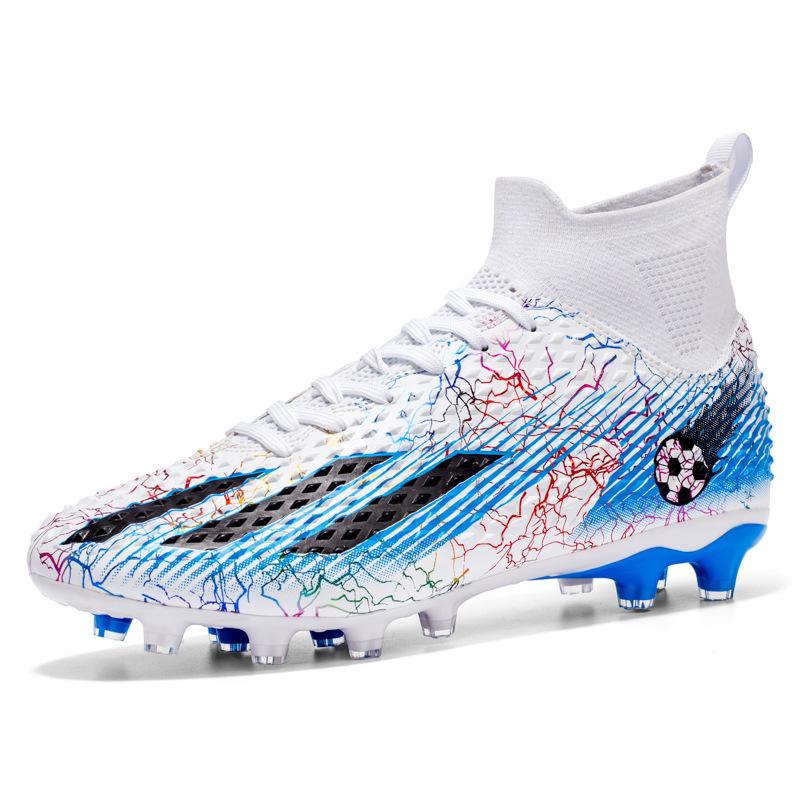 Футбольные бутсы 2025 года с высоким верхом для мальчиков и детей с шипами и шипами, соревновательные тренировочные бутсы для молодежи и студентов для искусственного газона