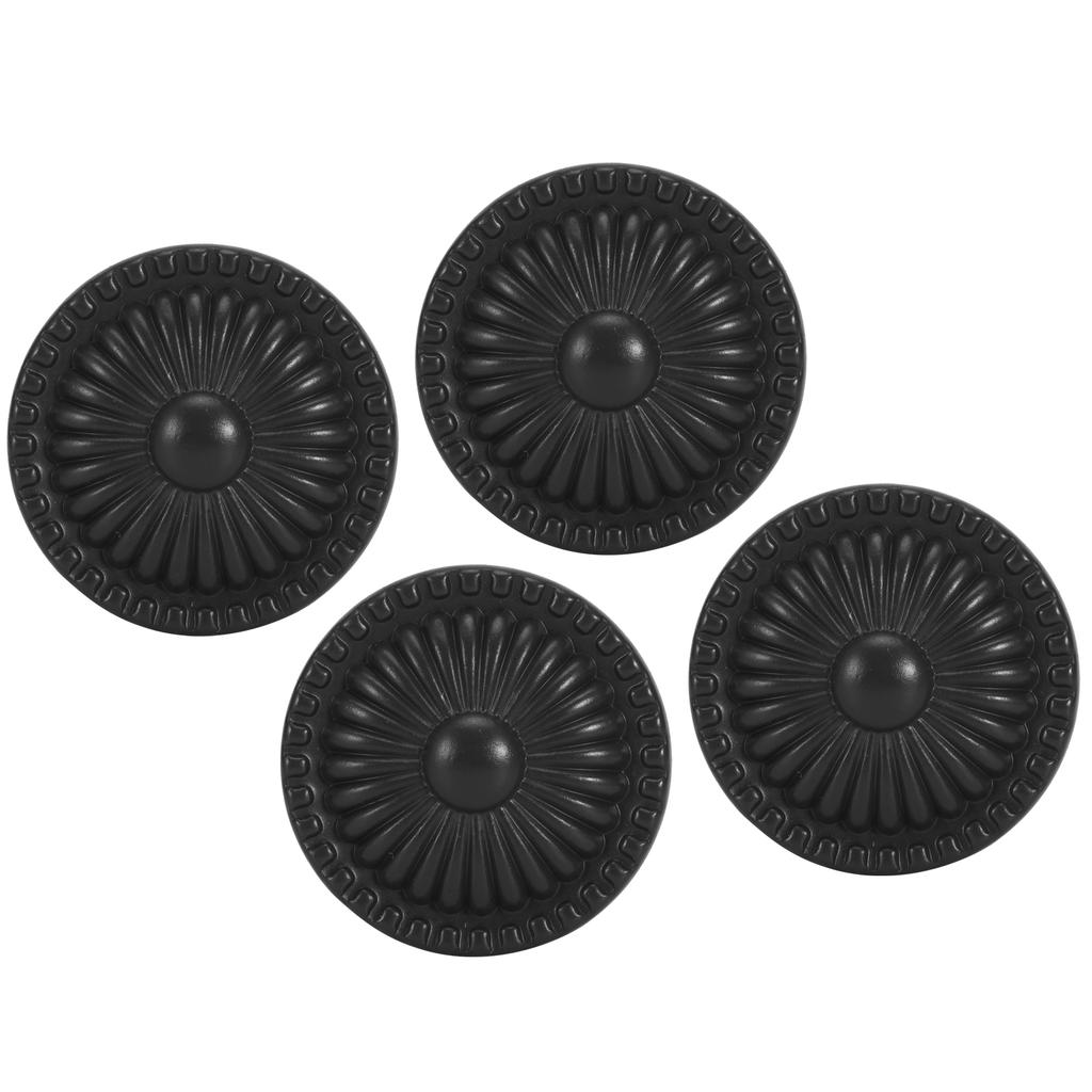 4 Sets Zinc Alloy Handle Single Hole Round Doorknob for Wardrobe Kitchen Cupboard388 Black