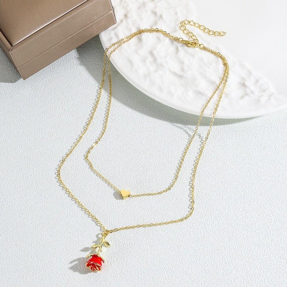 Flower Necklace Earrings Bracelet Zinc Zinc Zinc Alloy Flower Jewelry Rose Necklace  Valentine's Day Gift