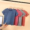 Летняя детская футболка из тонкого быстросохнущего материала, впитывающая пот, тонкая полосатая футболка с горизонтальной полоской