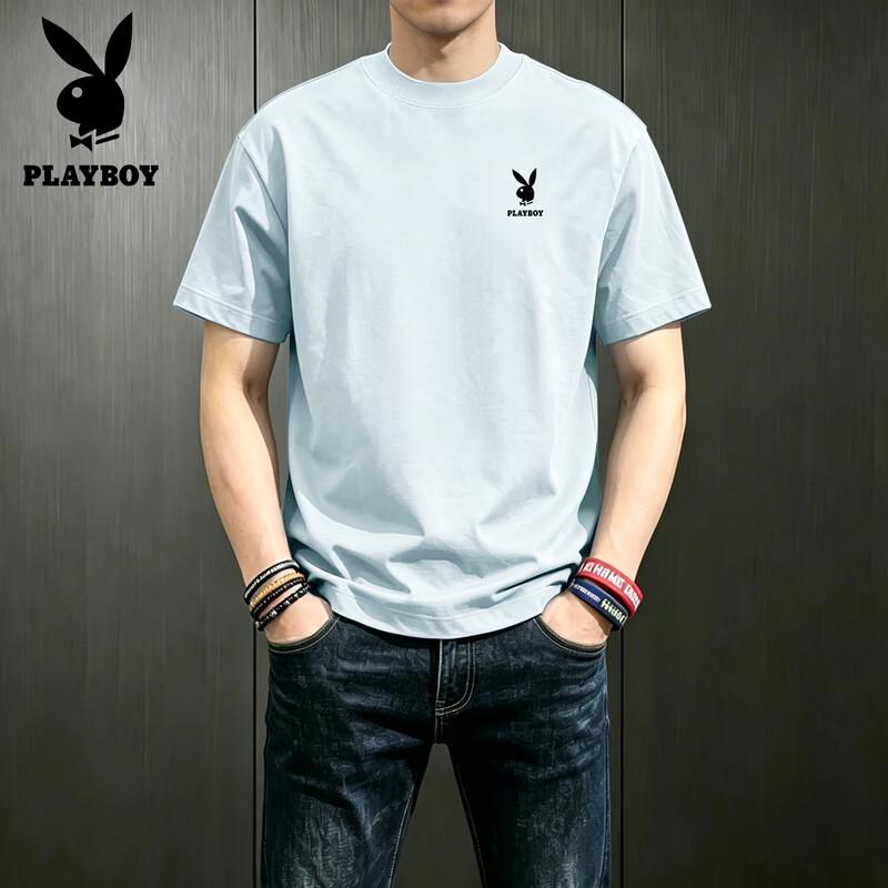 PLAYBOY Мужская футболка с коротким рукавом из чистого хлопка