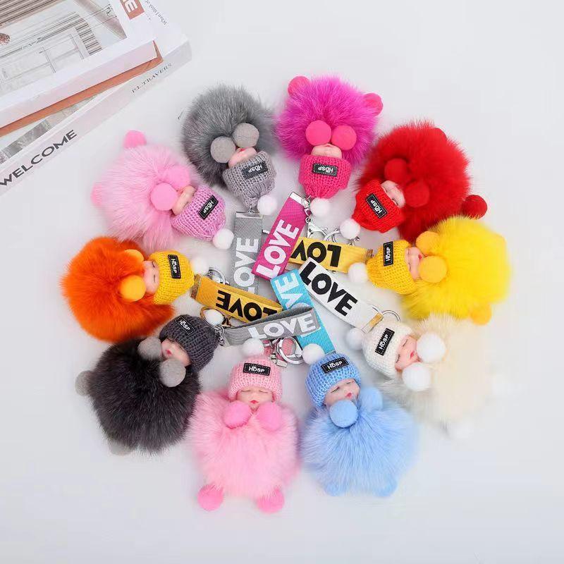 Милый плюшевый брелок для ключей Спящая кукла-младенец Плюшевая игрушка Kawaii Брелок для ключей Сумка Подвеска Детские игрушки Подарок на день рождения