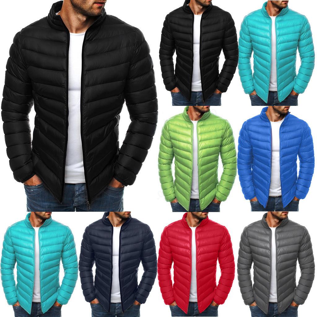 Мужская зимняя теплая куртка-пуховик на молнии, легкое пальто