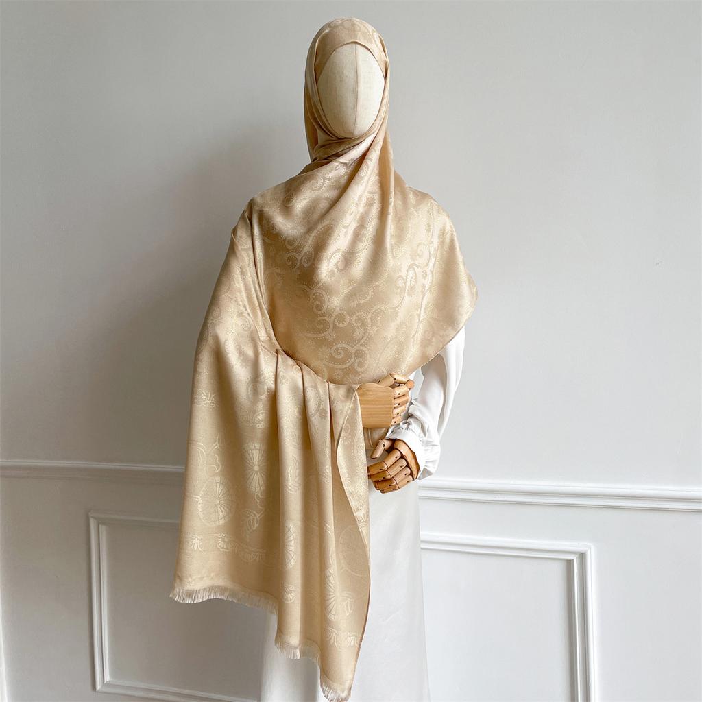 Luxury Paisley Pattern Women Hijab Gold Thread Jacquard Scarf Muslim Wraps Ramadan Islam Headscarf Shawl Turban Neckerchief