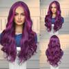 Длинный парик на шнуровке спереди, фиолетовый, волнистый, цвет парика для женщин, повседневная вечеринка, косплей, высокая плотность