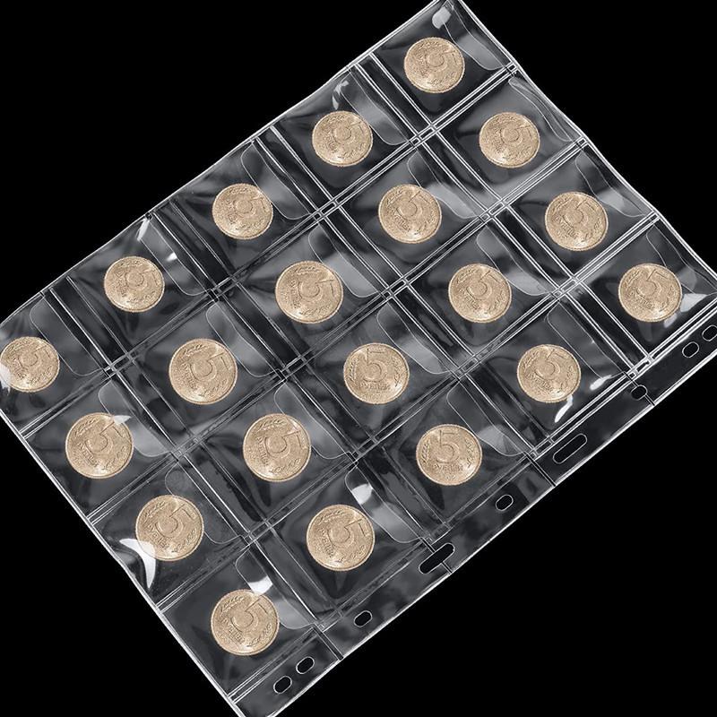 Альбом для коллекции монет большой вместимости: Папка-альбом на кольцах для коллекционирования древних и памятных монет с прозрачными страницами для банкнот.