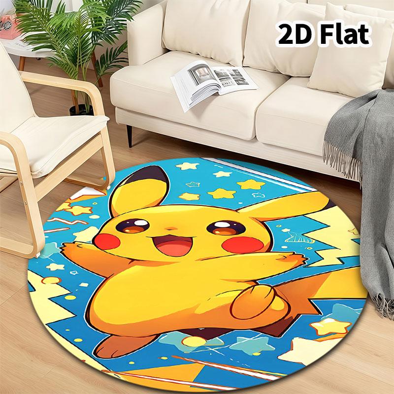 Cute Pokemon Round Area Rug Carpet Rug For Living Room Bedroom Sofa Playroom Decor Nonslip Floor Mat