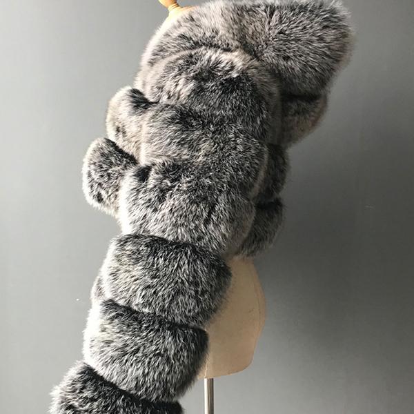 S-6XL Женская зимняя теплая короткая куртка с капюшоном из искусственного меха и длинными рукавами