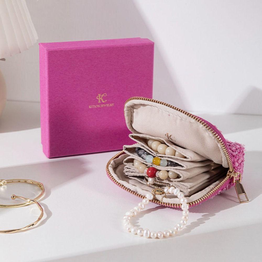 Multi-layer Jewelry Packing Bag Bracelet Necklace Velvet Jewelry Holder Jewelry Storage Bag  Travel