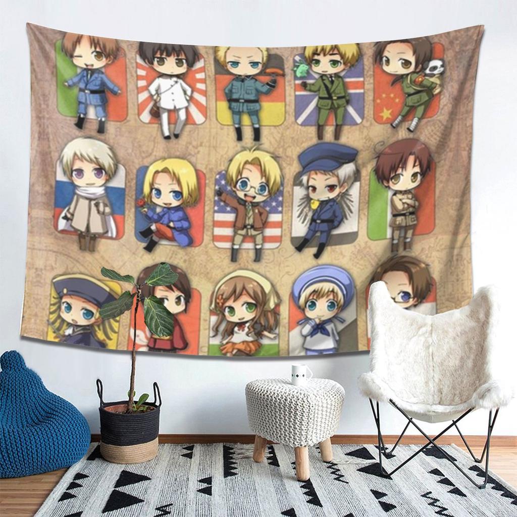 Групповой Гобелен Hetalia Настенное Полотно Эстетичное Украшение Дома Гобелены для Комнаты в Общежитии