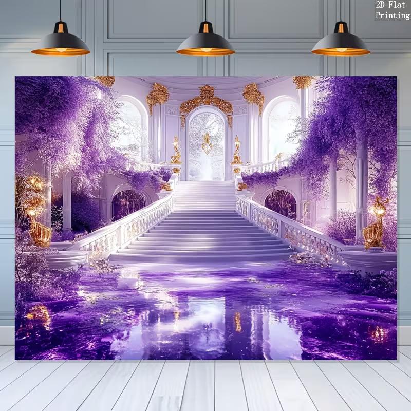 2D Fairytale Ballroom Backdrop Marble Stairs Studio Background