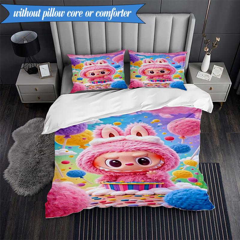 Фэнтези Labu-bu Единорог Путешествие 3 шт. K-pop музыкальная группа Комплект постельного белья, Идеально для спальни, общежития, Включает пододеяльник и 2 наволочки, Подарки для фанатов