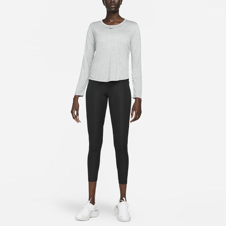 Nike Женские футболки светло-серая с круглым вырезом умеренного прямого кроя DD0642-073