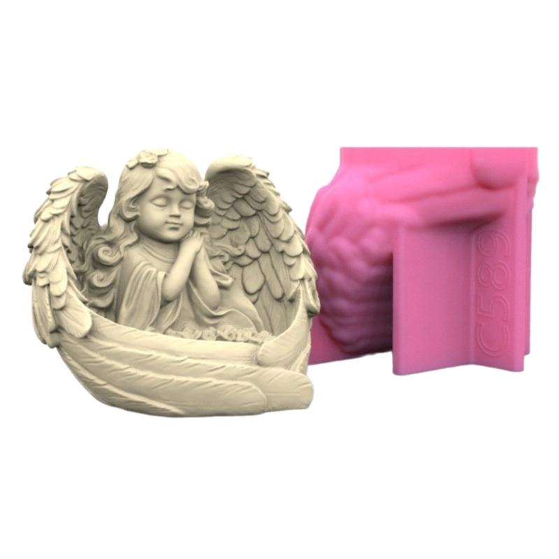 Silicone Candle Holder Moulds Angel Girl Shaped Silicone Candle Stand Moulds Perfect Gift for Crafts Enthusiasts