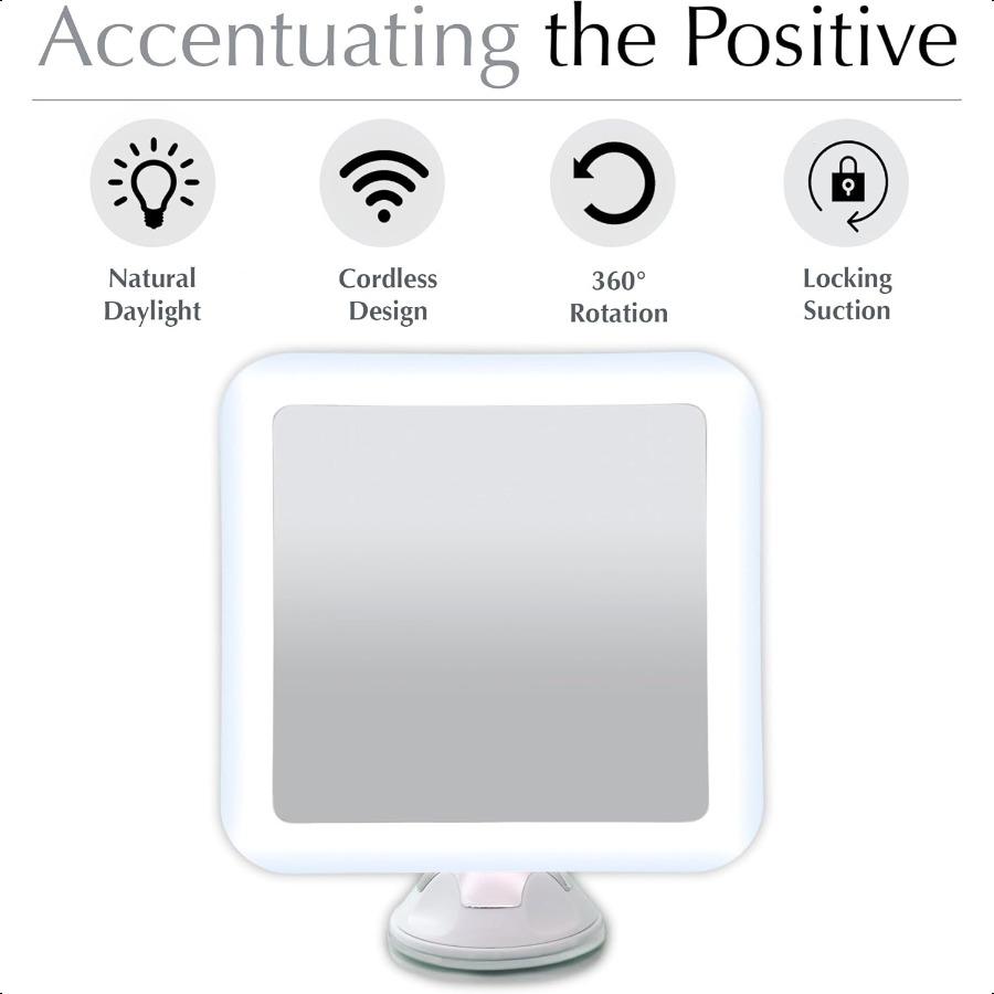 10-кратное увеличительное зеркало для макияжа с подсветкой, светодиодное зеркало для макияжа дневного света, компактное, на присоске с фиксатором, 6,5 дюйма в ширину, вращение на 360 градусов, портативное, ил