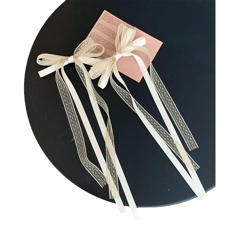 2 шт./компл., милая кружевная заколка для волос для девочек, шикарная корейская лента с бантом, детская заколка для волос для девочек, милая принцесса, детский головной убор для волос