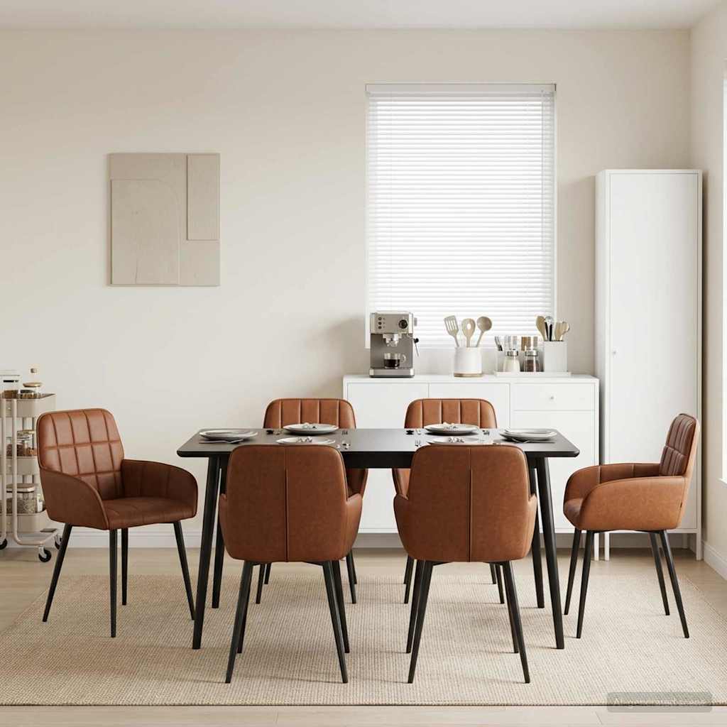 Dining Chairs 6 pcs Faux Leather Brown 57 x 50 x 85 cm