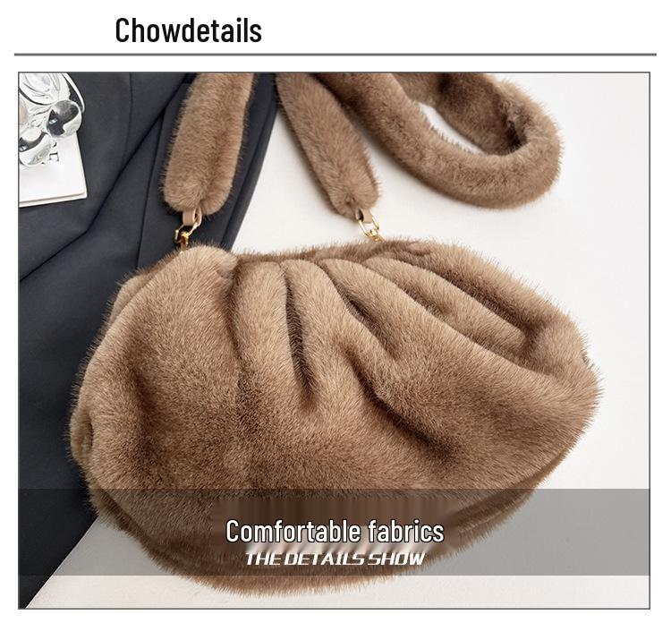 New High-End Plush Pleated Cloud Bag - Women's Trendy Crossbody for Autumn/Winter