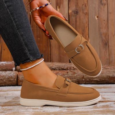 Женские туфли-слипоны на низкой подошве большого размера, ретро, плоские, весенне-осенние, новые, с металлической пряжкой