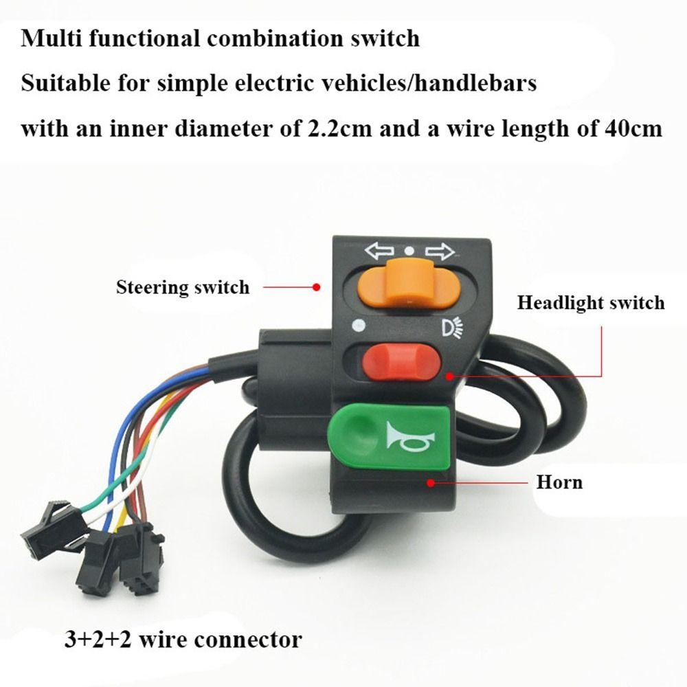 2 Styles Tricycle Button Horn Black Headlight Buttons  Electric Vehicle Accessories