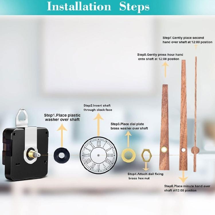 Quiet Clock Movement Clock Mechanism with Wood Clock Hands Clock Accessories for Wall Clock Repair Replacement Kits