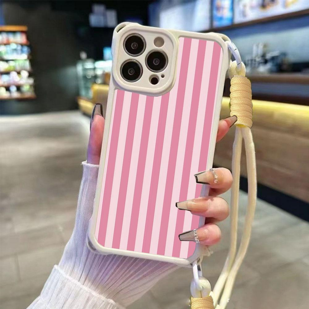 Цветной полосатый INS чехол для пары для iPhone 17 16 15 14 12, чехлы для телефона, четырехсторонний противоударный чехол с цепочкой, защита объектива, противоударный