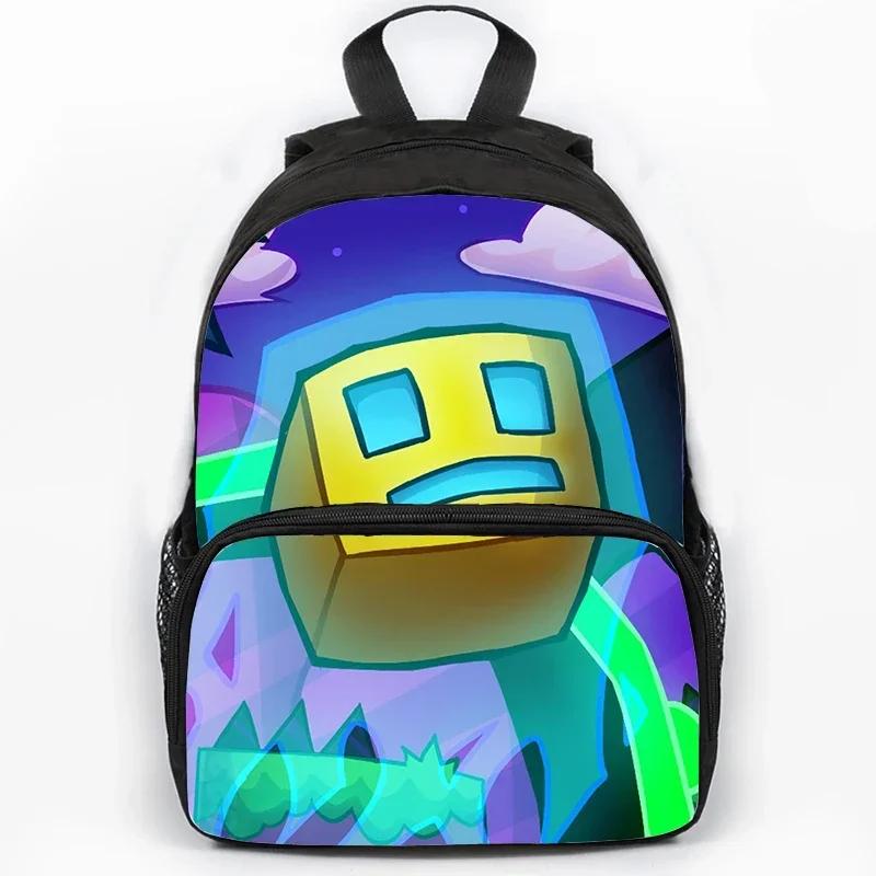 Children Large Capacity Angry Geometry Dash Print Backpack Students School Bags for Girls Boys Cartoon Bookbag Travel Backpacks