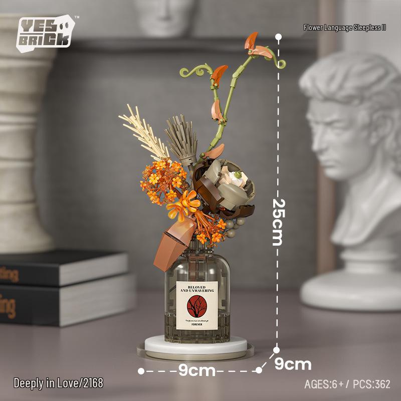 Набор строительных блоков «Бонсай и подсолнух» из 2166 деталей - Серия «Голубая роза»