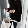 Loose Korean Version Fake Two-piece Long-sleeved Spring and Autumn Plush Plush Thickened Casual Sweatshirt Female Student Personality Top