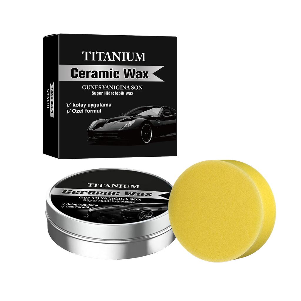 Titanium Ceramic Wax, Strong Automotive Coating Polishing Wax, Long Lasting Mild Polish With Sponge, Titanium Ceramic